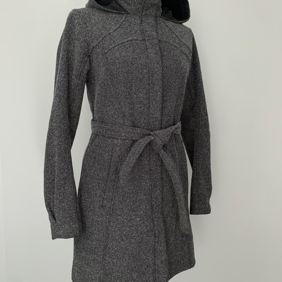 Lululemon Apres Sport Belted Jacket with Hood size 6 Brown/Grey/white tweed - Picture 2 of 12